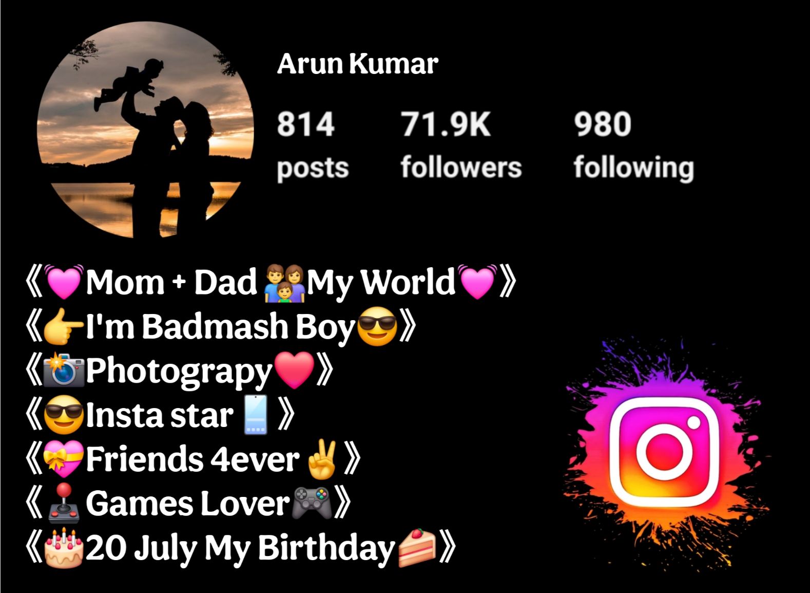 Instagram Bio Mom Dad Lover