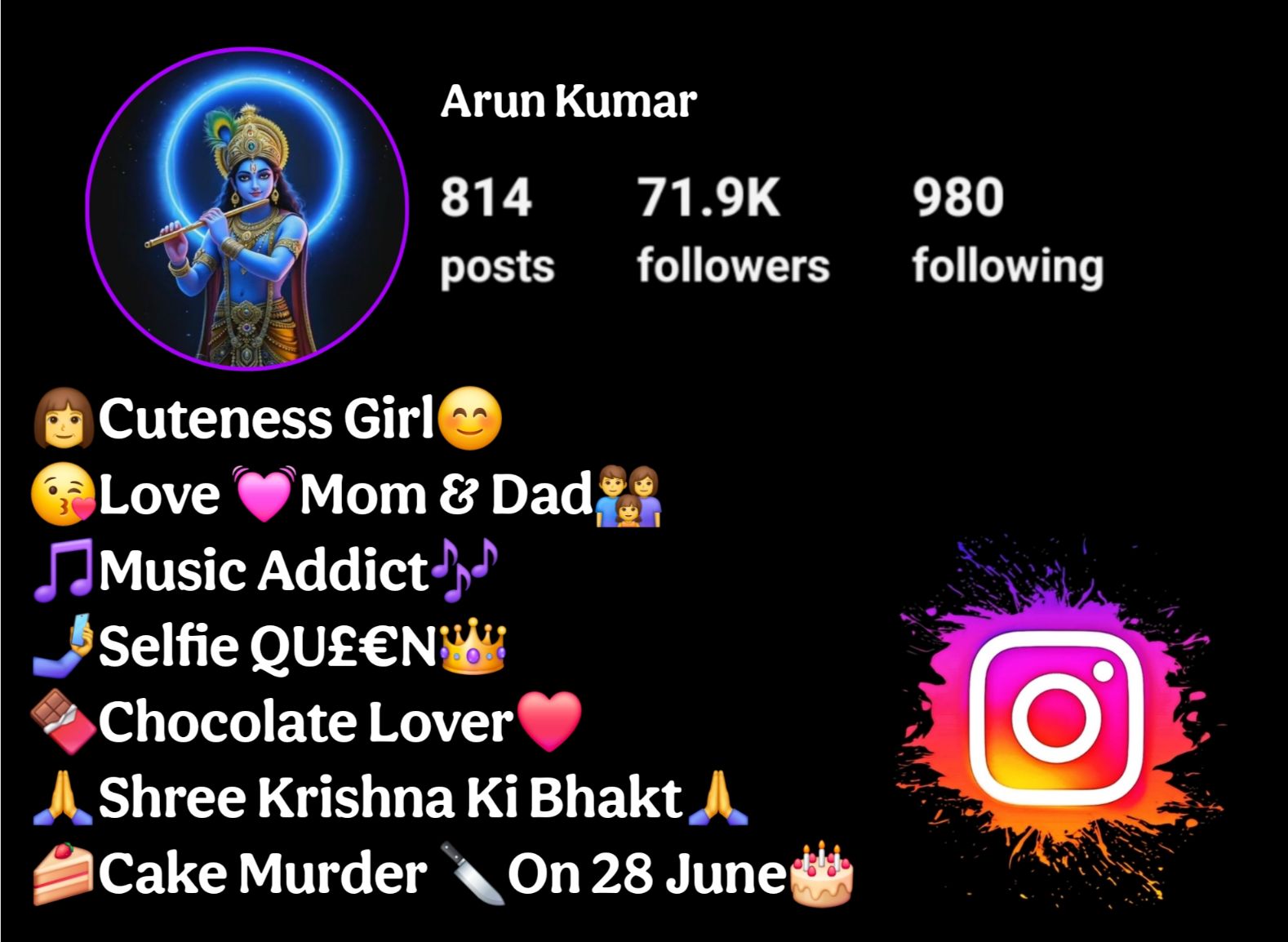 Krishna Bio For Instagram